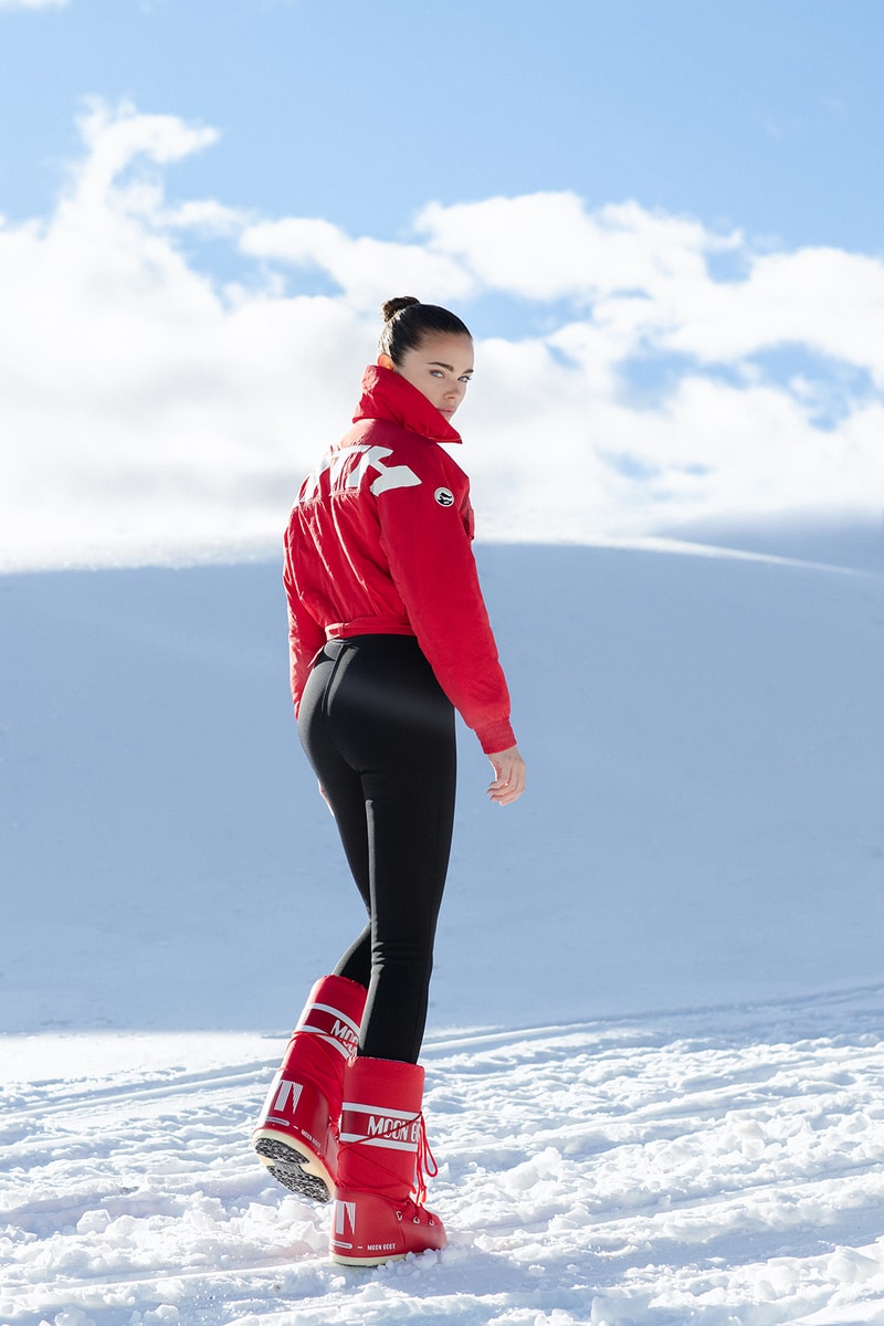 kith women cordova collaboration winter campaign ski outerwear puffer jackets fleece yellow pastel blue