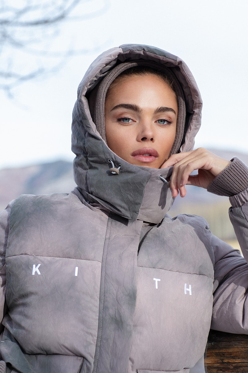 kith women cordova collaboration winter campaign ski outerwear puffer jackets fleece yellow pastel blue