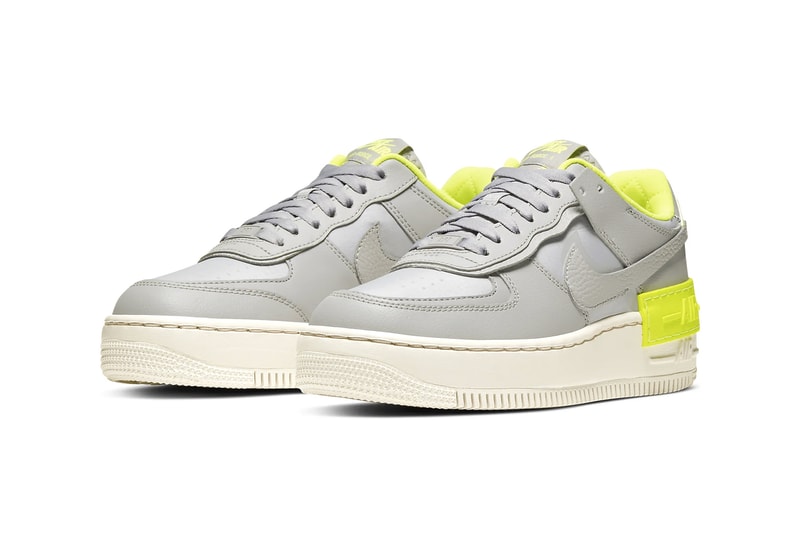 nike air force 1 shadow womens sneakers grey neon yellow shoes footwear sneakerhead 