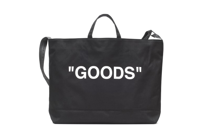 Off-White Logo Tote Bag Virgil Abloh "GOODS" Black Purse Industrial Strap