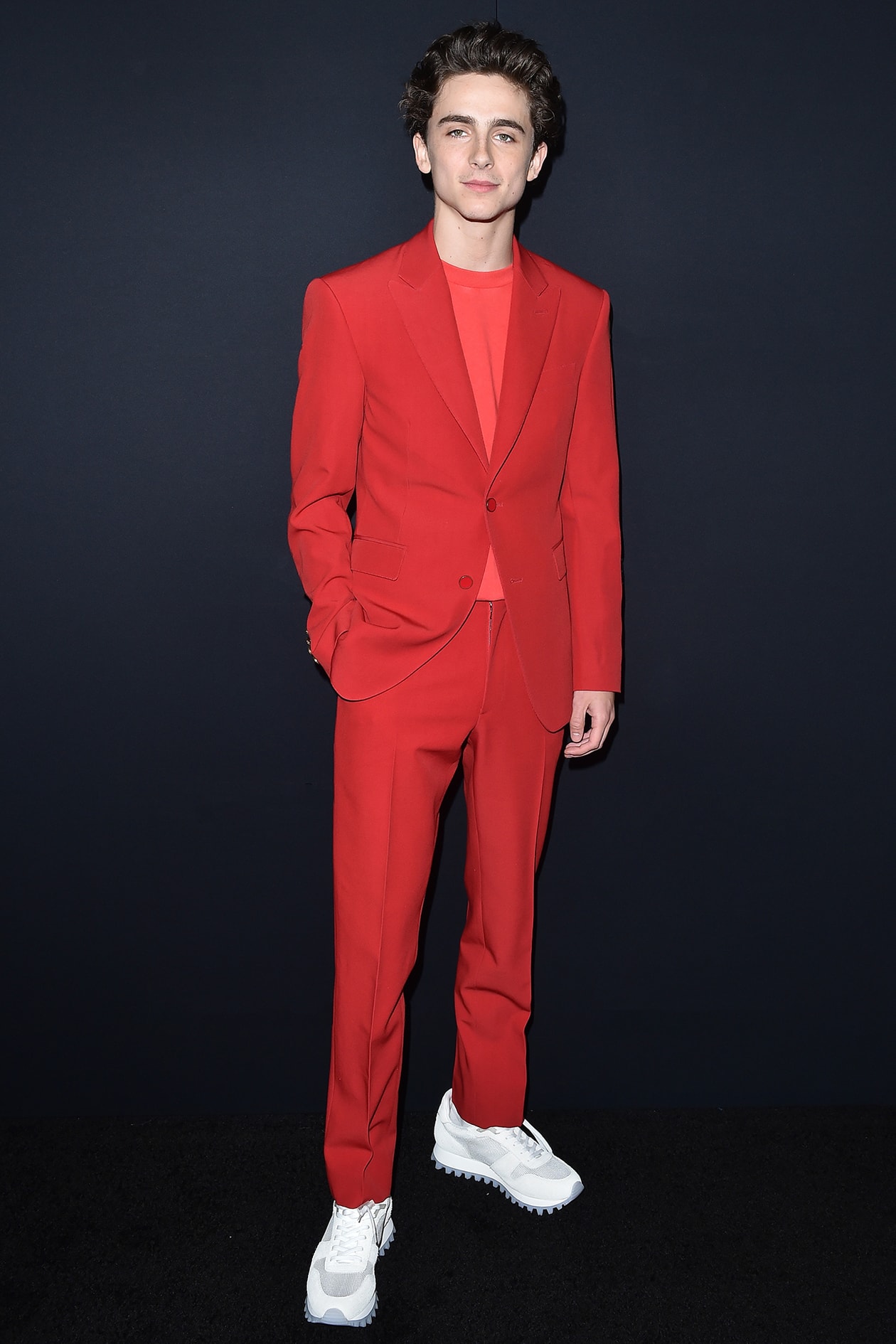 Timothee Chalamet Actor Berluti Menswear Fall/Winter 2018-2019 show Paris Fashion Week Suit Burgundy