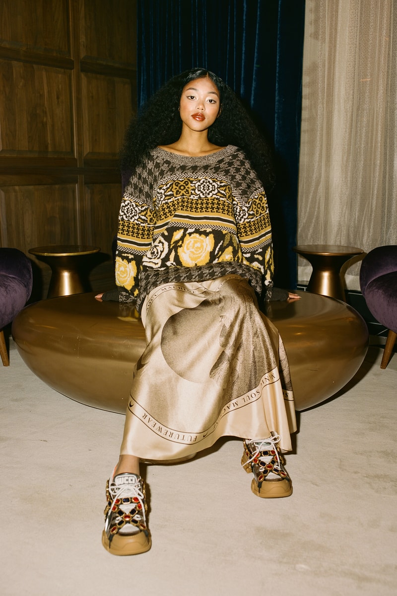 Junya Watanabe Brown Ugly Christmas Sweater Jumper Yellow Holiday Editorial Fashion Marine Serre Skirt Silk Gucci Jewel Sneakers Flashtrek