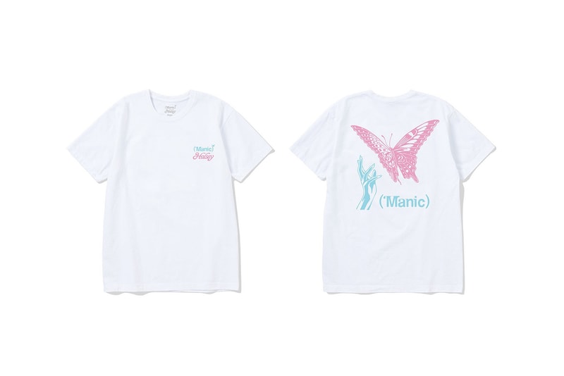 verdy halsey collaboration manic album merch hoodies t shirts black white butterfly 