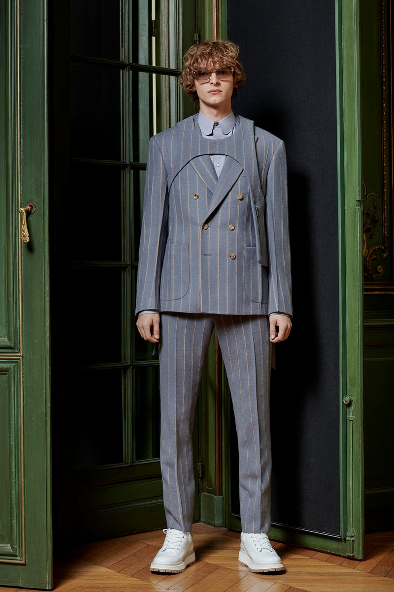 Virgil Abloh Louis Vuitton Pre-Fall 2020 Collection Lookbook Suit Grey Harness