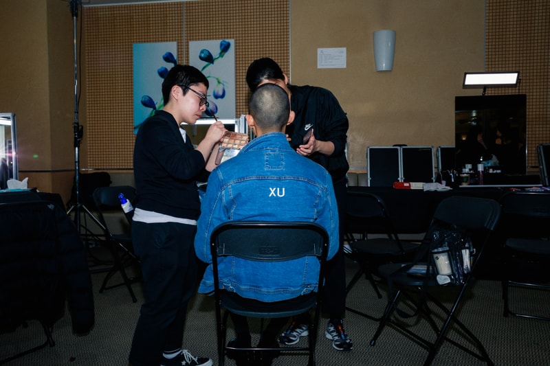 1017 ALYX 9SM fall winter 2020 runway collection paris fashion week men's look image full matthew m williams backstage bella hadid leather gender neutral
