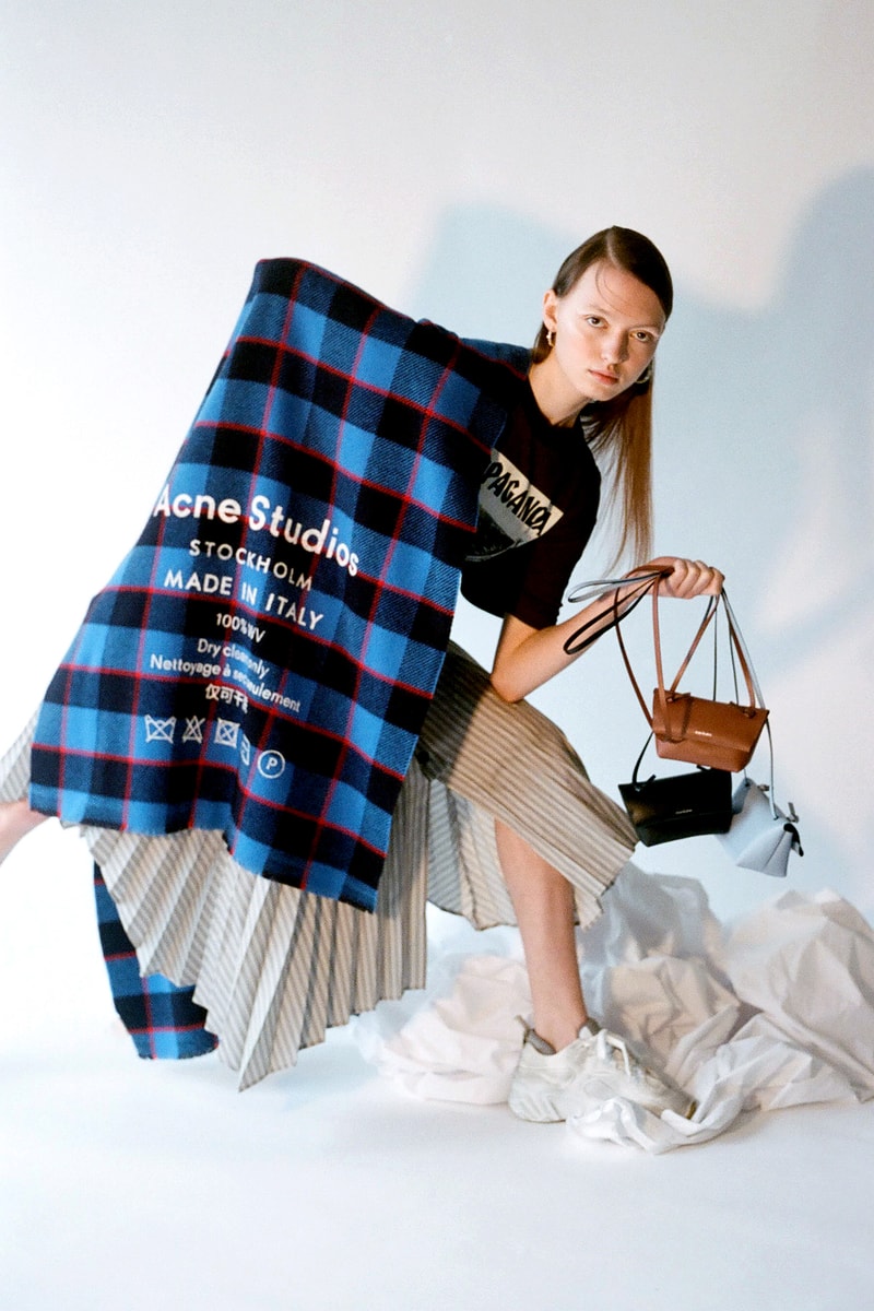 Acne Studios Spring/Summer 2020 Collection Logo Scarf Blue Red Plaid Mini Bag Brown Black Blue