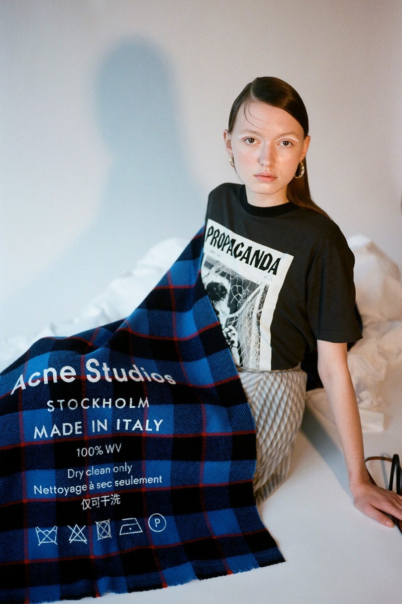 Acne Studios Spring/Summer 2020 Collection Propaganda T-Shirt Black Blue Plaid Scarf
