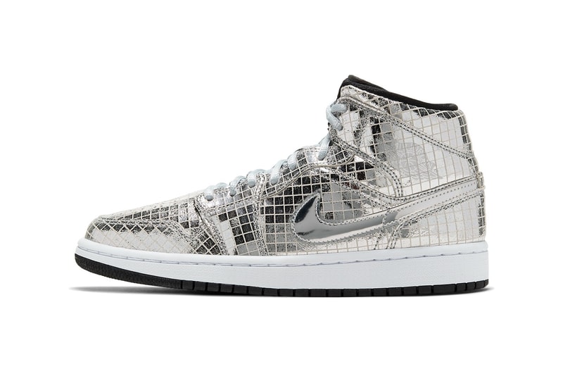 air jordan 1 mid disco ball release information date metallic silver sneaker footwear brand swoosh nike snkrs