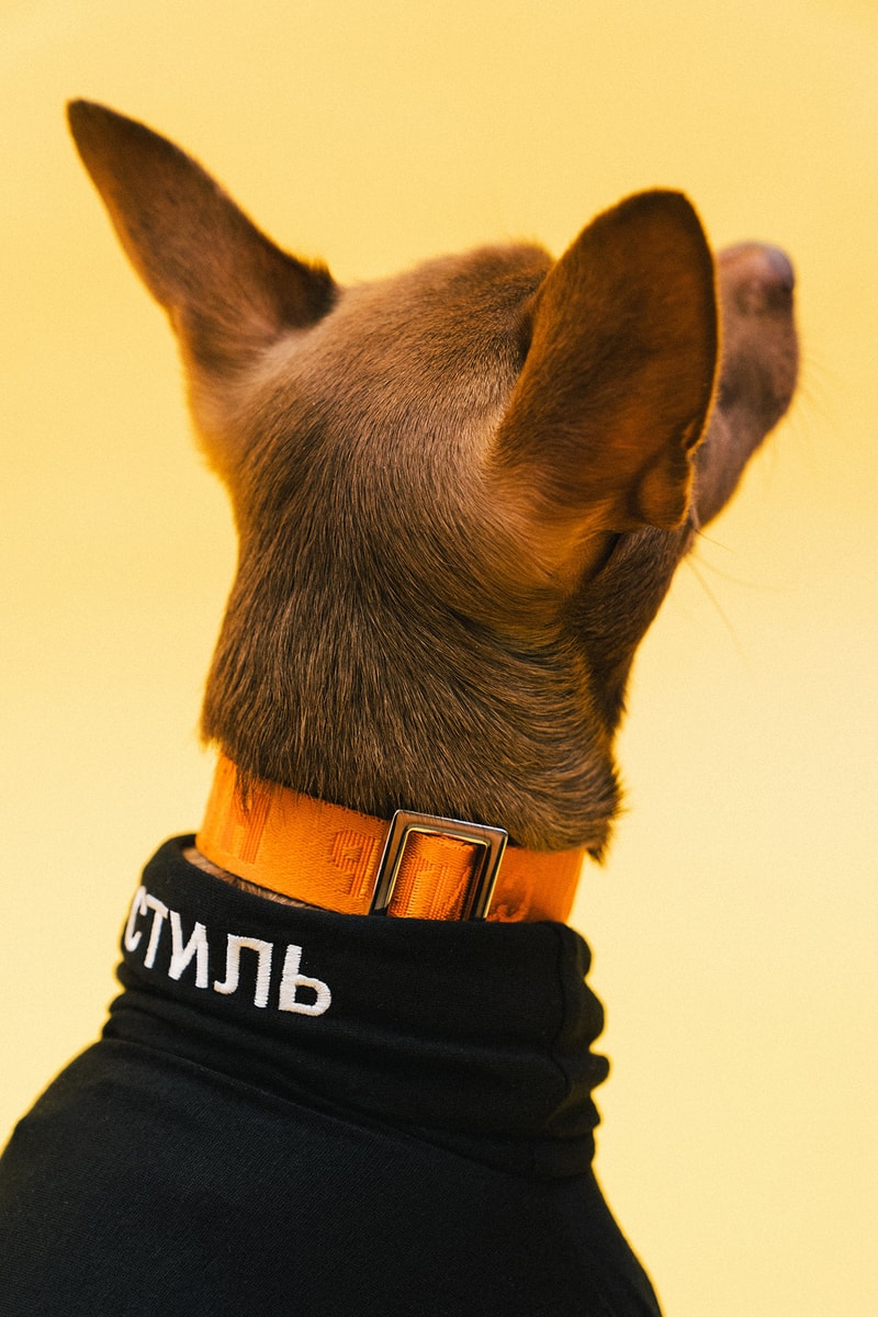 Best Dog Clothing Accessory Brands Heron Preston x V.I.P. Turtleneck Black Jacquard Collar Orange