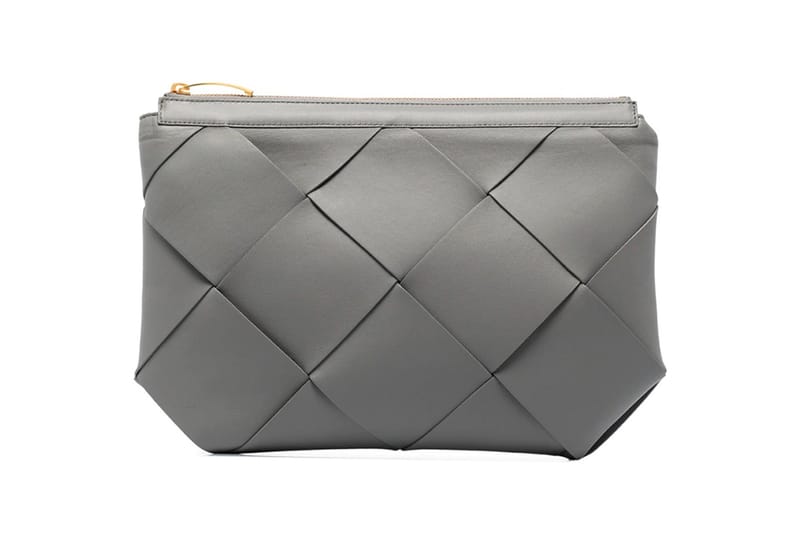 Get the Luxe Look With Bottega Veneta's Grey Maxi Intrecciato Leather Clutch Bag