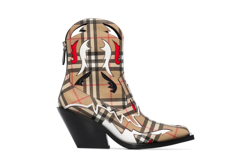 burberry multicolored western 60 check print boots footwear vintage antique pre-fall 2020 riccardo tisci shoes browns fashion