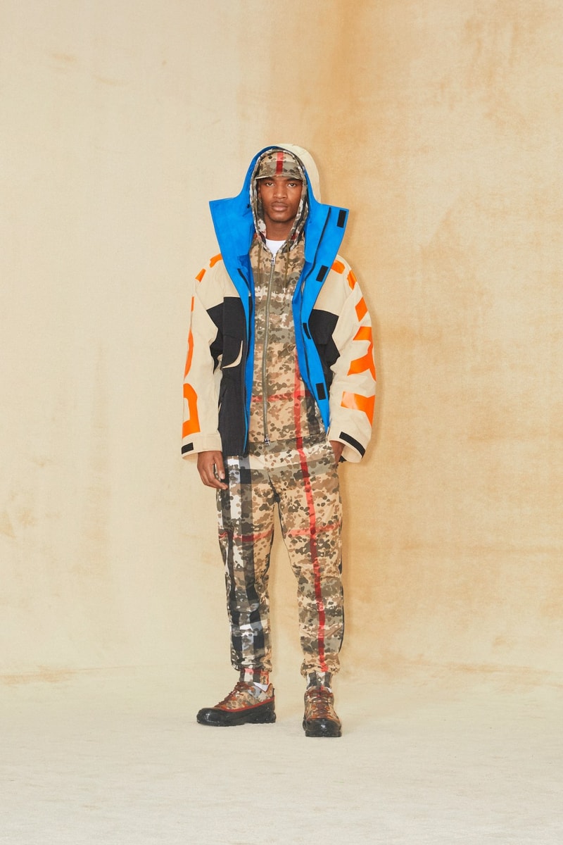 burberry pre fall 2020 collection riccardo tisci tb monogram outerwear skirts bags irina-shayk boots hats accessories 