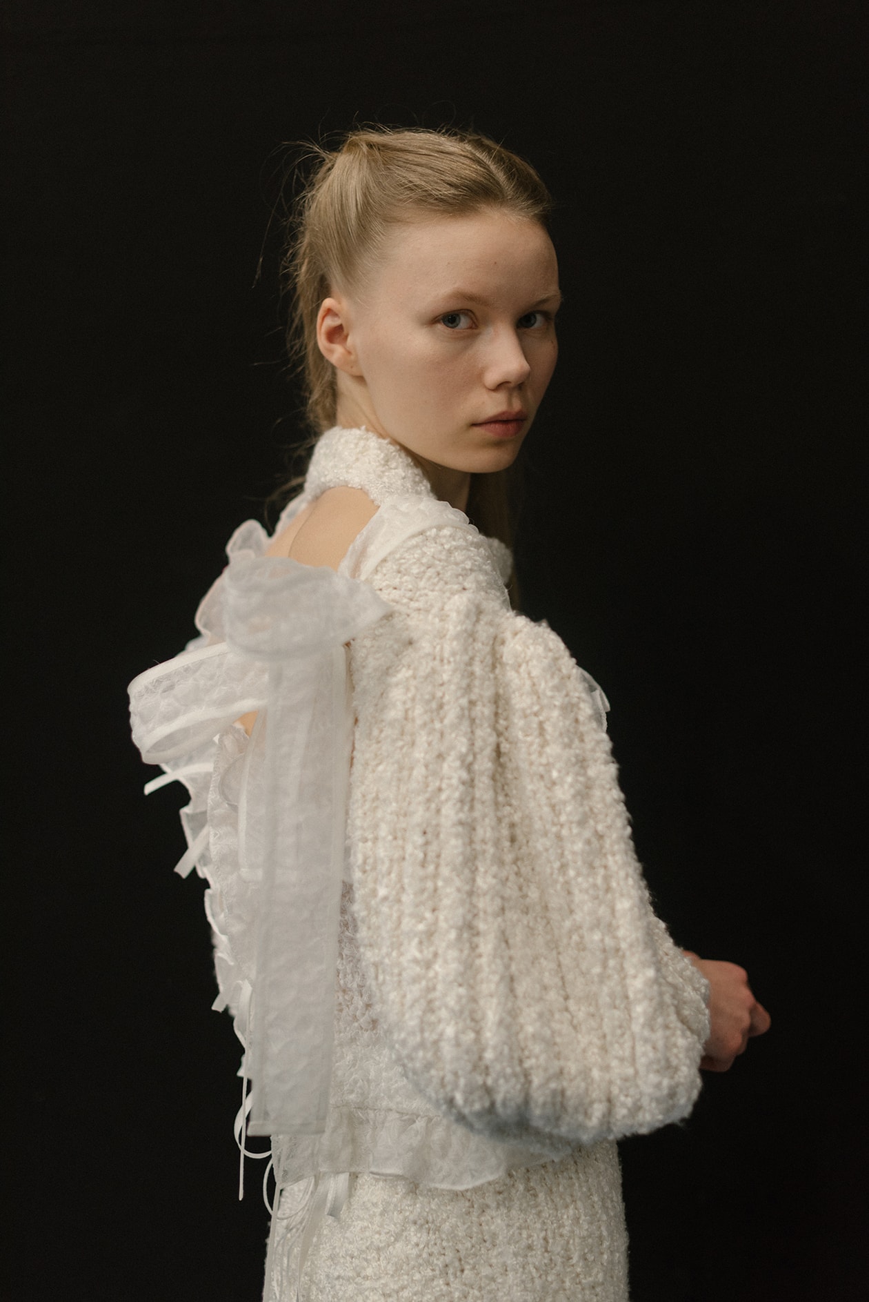 Cecilie Bahnsen FW20 Fall Winter 2020 Collection Runway Show Fitting Backstage Danish Designer Copenhagen Fashion Week White Dresses Models Caroline Brasch Nielsen 