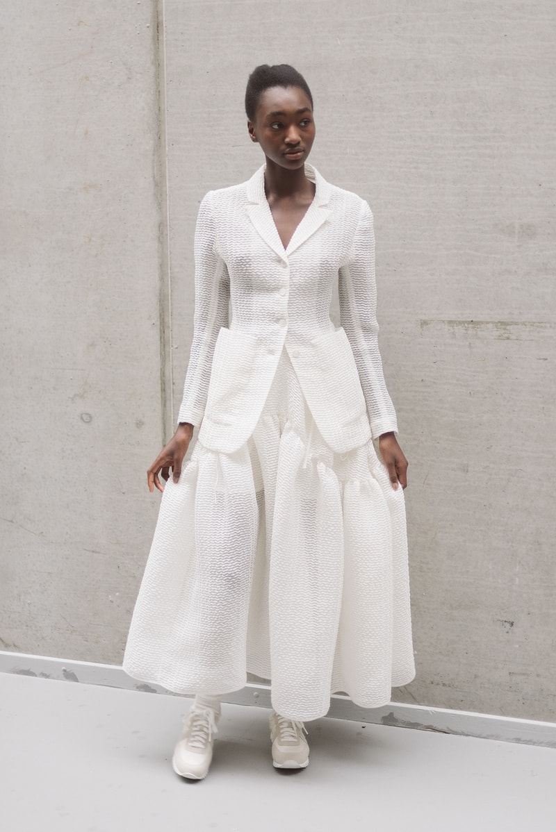 Cecilie Bahnsen FW20 Fall Winter 2020 Collection Runway Show Fitting Backstage Danish Designer Copenhagen Fashion Week White Dress Model