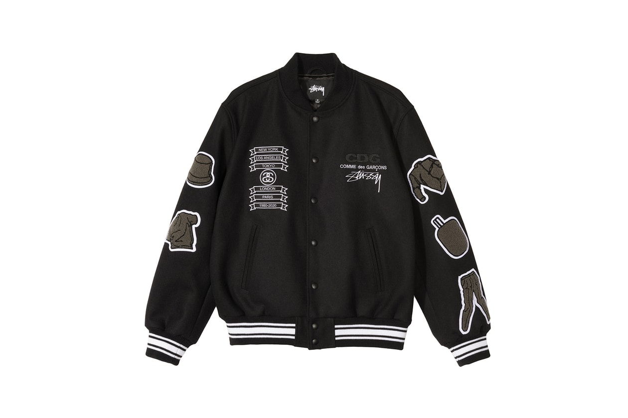 COMME des GARÇONS x Stussy Collaboration Varsity Jacket 40th Anniversary