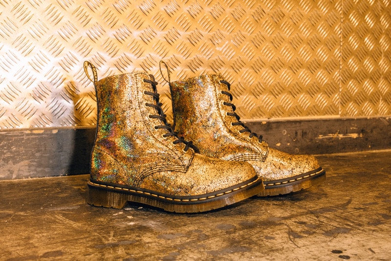 Dr. Martens Cracked Foil Boots Gold Collection Colorful Bold Metallic Texture Fall Winter Shoe