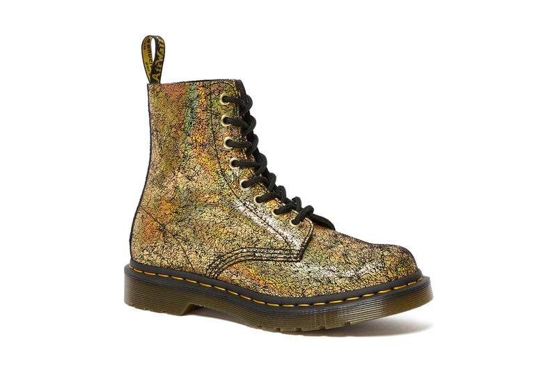 Dr. Martens Cracked Foil Boots Gold Collection Colorful Bold Metallic Texture Fall Winter Shoe