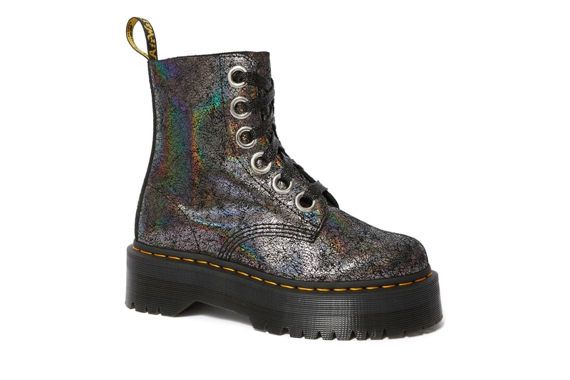 Dr. Martens Cracked Foil Boots Gold Collection Colorful Bold Metallic Texture Fall Winter Shoe