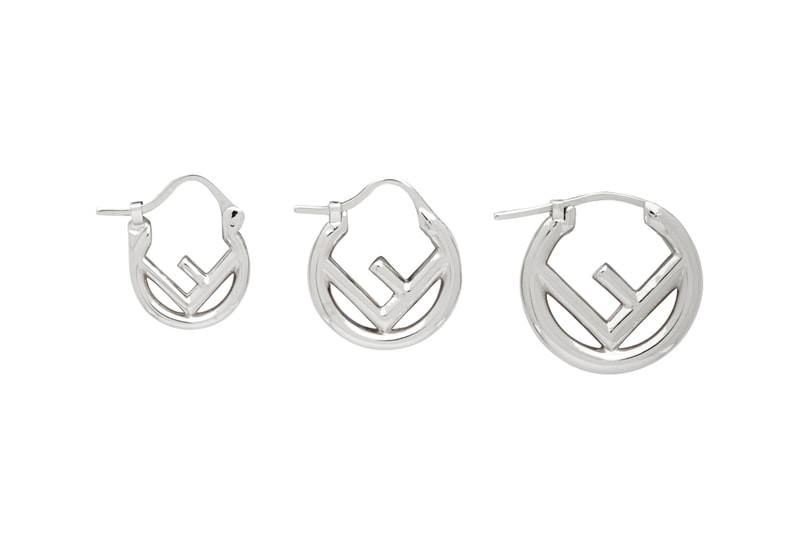 fendi f is mini hoop earring sets jewelry ears ssense gold silver metal fashion style
