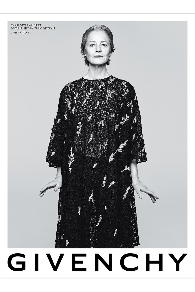 charlotte rampling marc jacobs givenchy SS20 campaign collection instagram new york paris clare waight keller craig mcdean acting