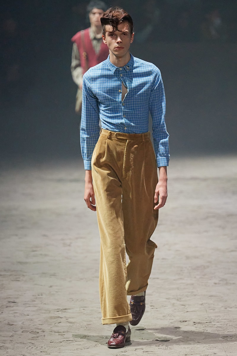 Gucci Fall/Winter 2020 Men's Collection Corduroy High Waist Trousers Brown