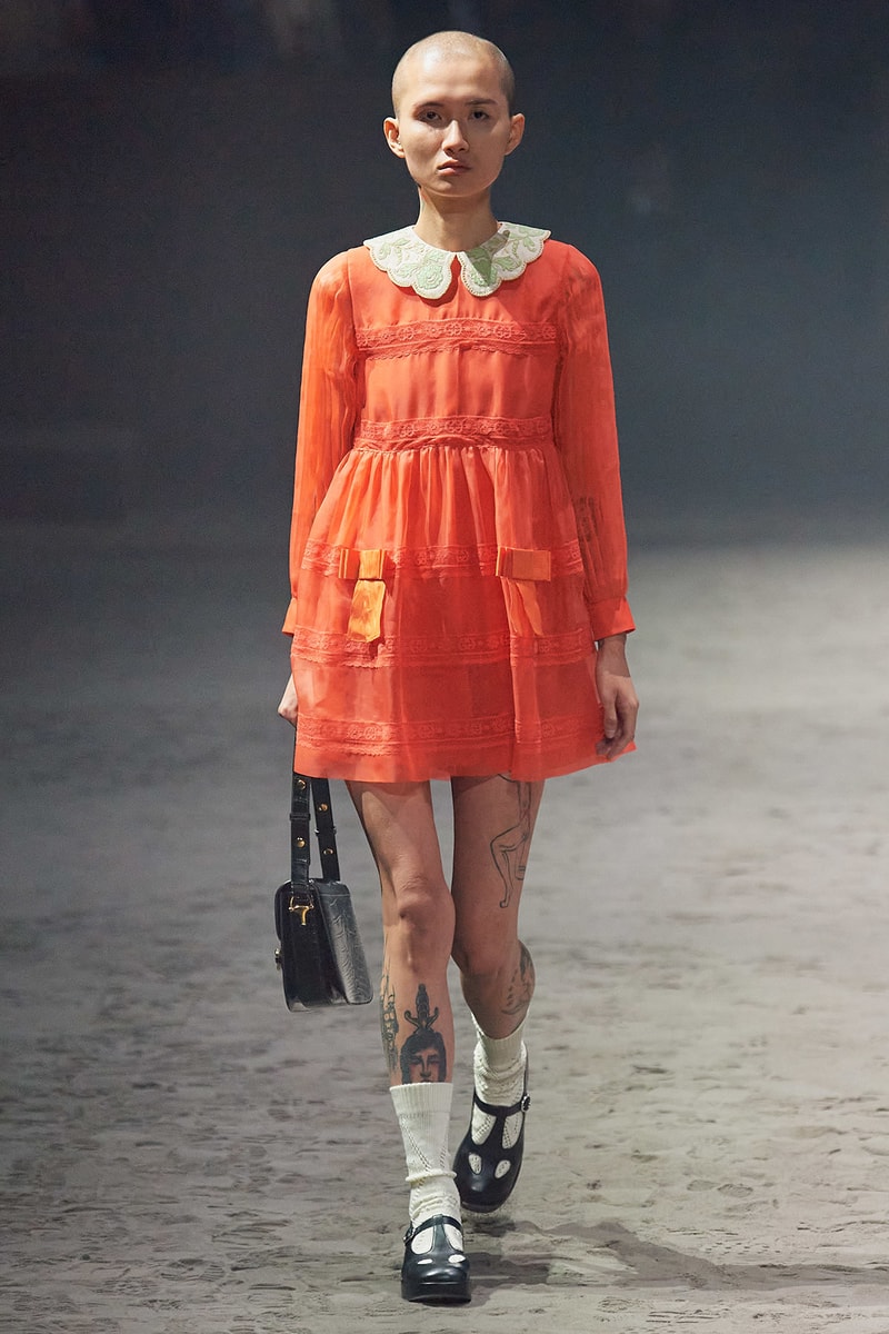 Gucci Fall/Winter 2020 Men's Collection Babydoll Dress Orange