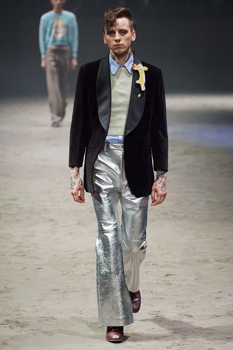 Gucci Fall/Winter 2020 Men's Collection Velvet Jacket Silver Pants