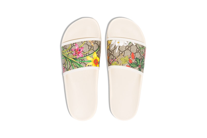 gucci gg floral print slides slippers