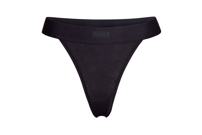 Kim Kardashian SKIMS Cotton Collection Rib Thong Soot
