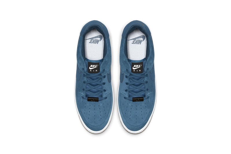 Nike Air Force 1 Sage Low Blue Force Black White Platform Women's Sneakers Trainers Suede elevated midsole gum sole