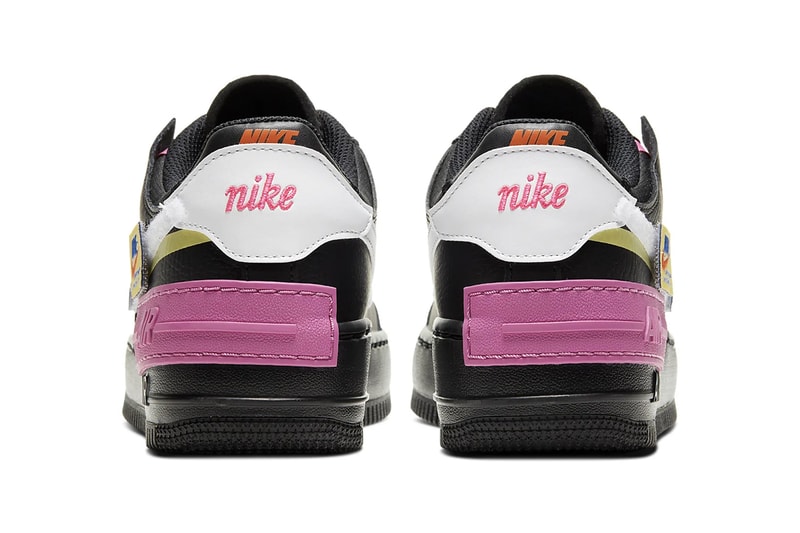 nike air force 1 shadow womens sneakers black pink fuchsia white yellow removable patches shoes footwear sneakerhead