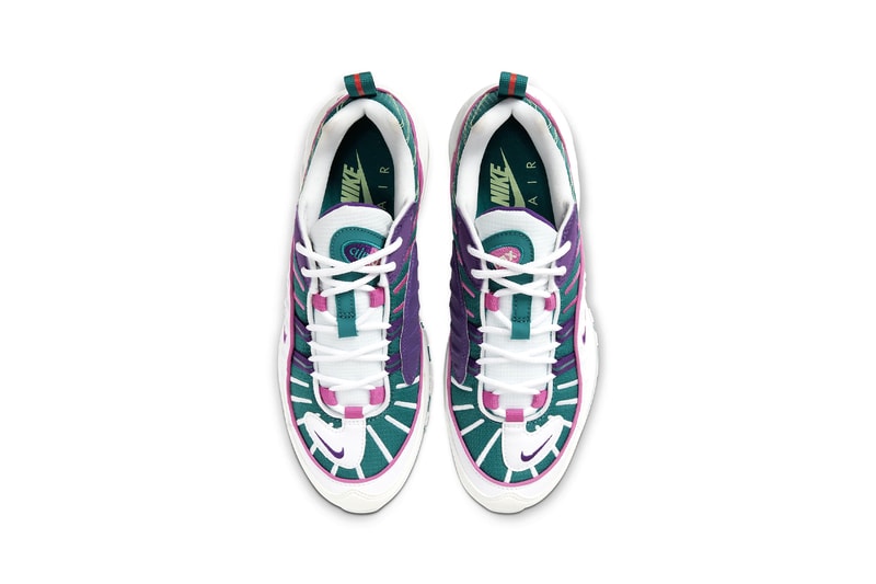 nike air max 98 bright spruce voltage purple green pink womens sneakers 