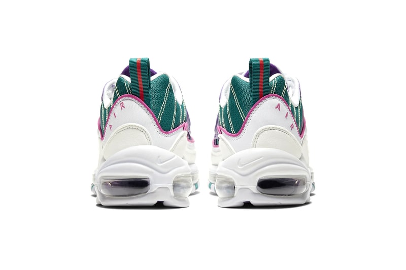 nike air max 98 bright spruce voltage purple green pink womens sneakers 