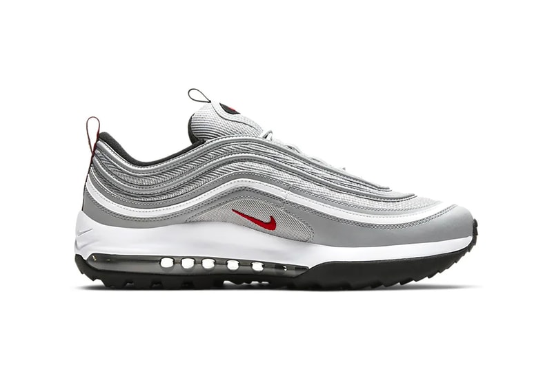 nike air max 97 golf g silver bullet metallic red swoosh sneaker footwear shiny sports