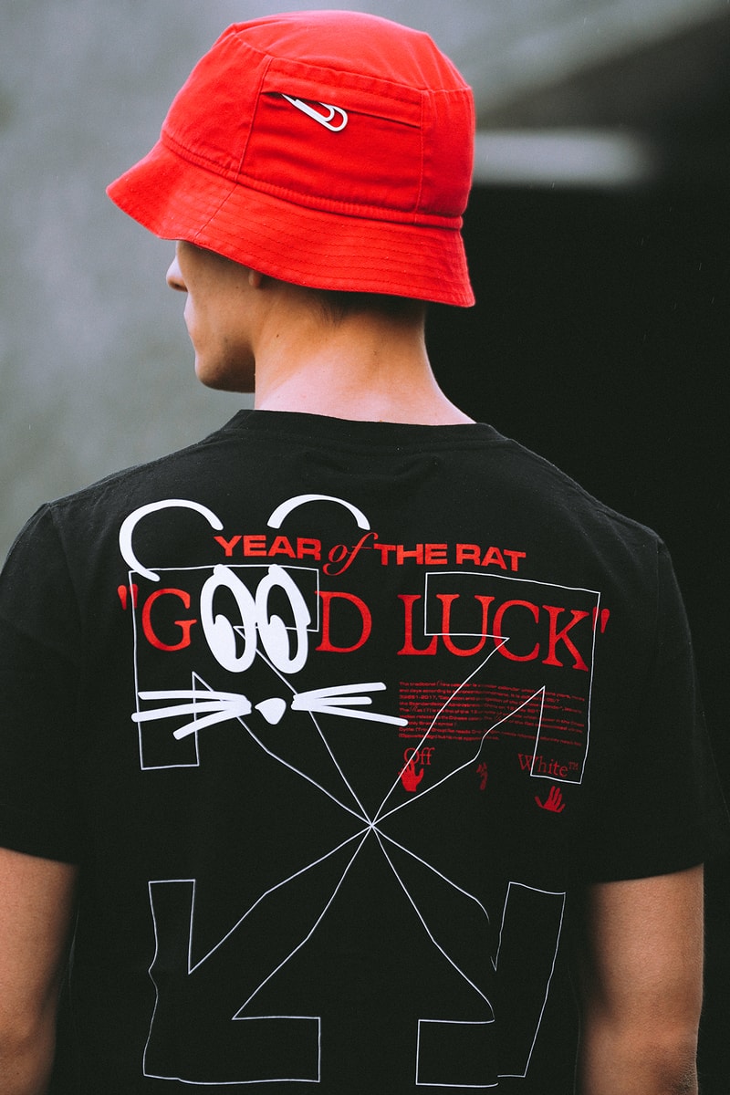 Off-White LUNAR NEW YEAR Collection Bucket Hat Red T-Shirt Black