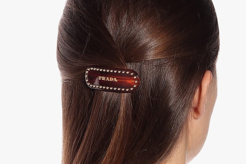 Up Your Accessory Game With Prada's Luxe Logo Hair Clip