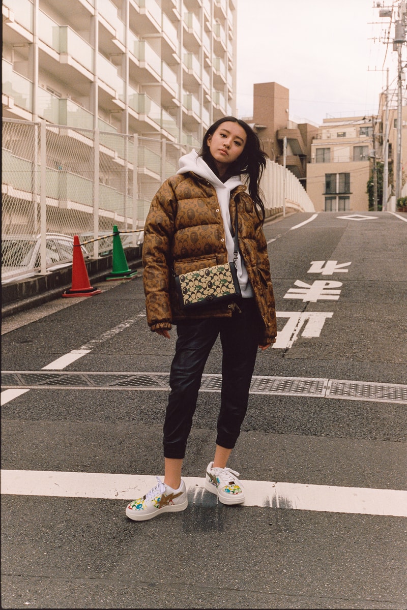 BAPE x Coach Collection Lookbook Puffer Monogram Brown BAPE STA White
