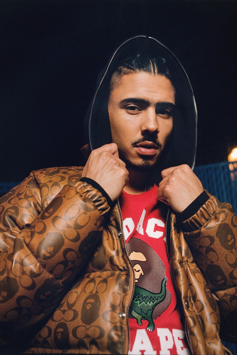 BAPE x Coach Collection Lookbook Puffer Monogram Brown T-Shirt Red