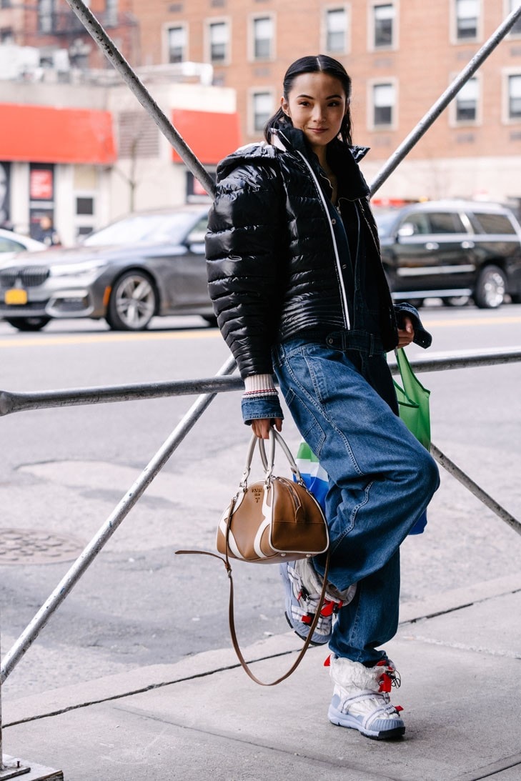 Ju Xiao Wen Tom Sachs Mars Yard Nike Shoe Sneaker Prada Bowling Bag Model Supermodel Chinese Street Style NYFW FW20