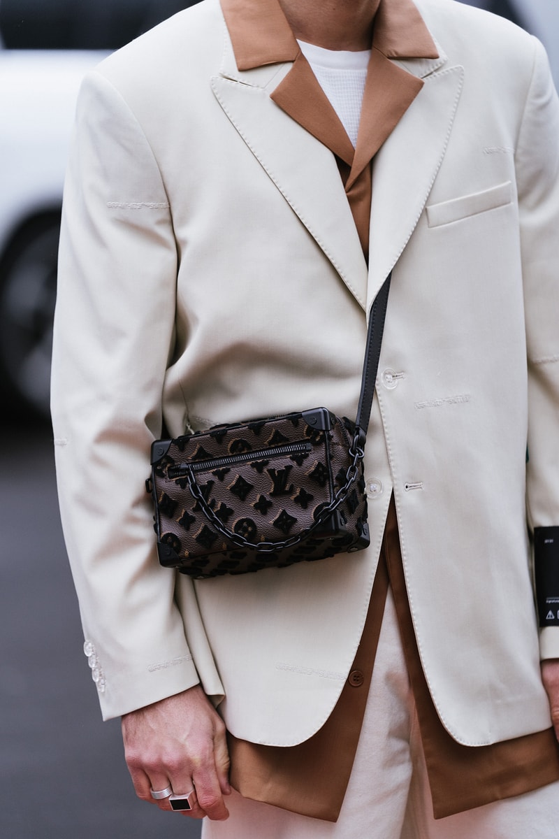 Louis Vuitton Mini Soft Trunk Spring Summer Beige Suit js Roques Influencer New York Fashion Week FW20 NYFW Fall Winter 2020 Street Style