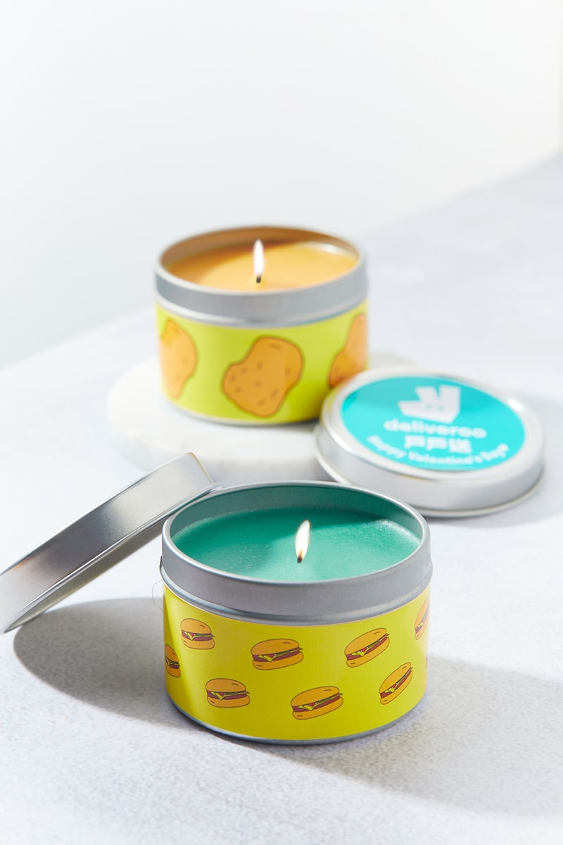 deliveroo hong kong comfort food scented candles burgers chicken nuggets noodles bacon peanut butter valentines day