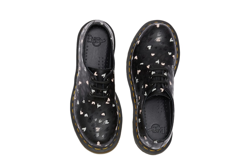 Dr. Martens Chaos Heart Collection Valentine's Day Boots Graphic Print Black White