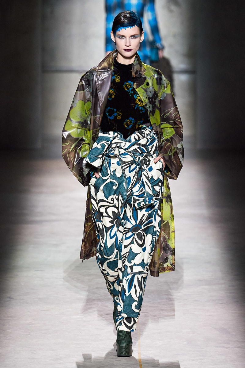 Dries Van Noten Fall/Winter 2020 Collection Runway Show Floral Pants Blue