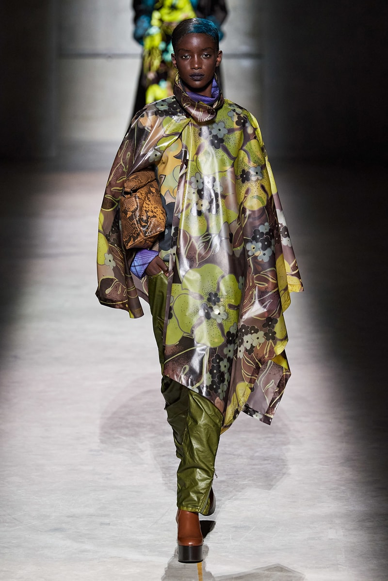 Dries Van Noten Fall/Winter 2020 Collection Runway Show Floral Dress Green