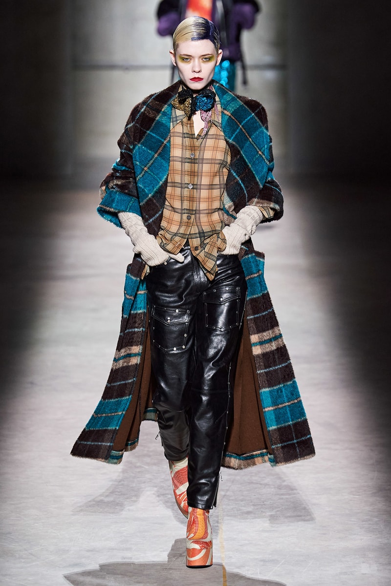 Dries Van Noten Fall/Winter 2020 Collection Runway Show Plaid Coat Blue