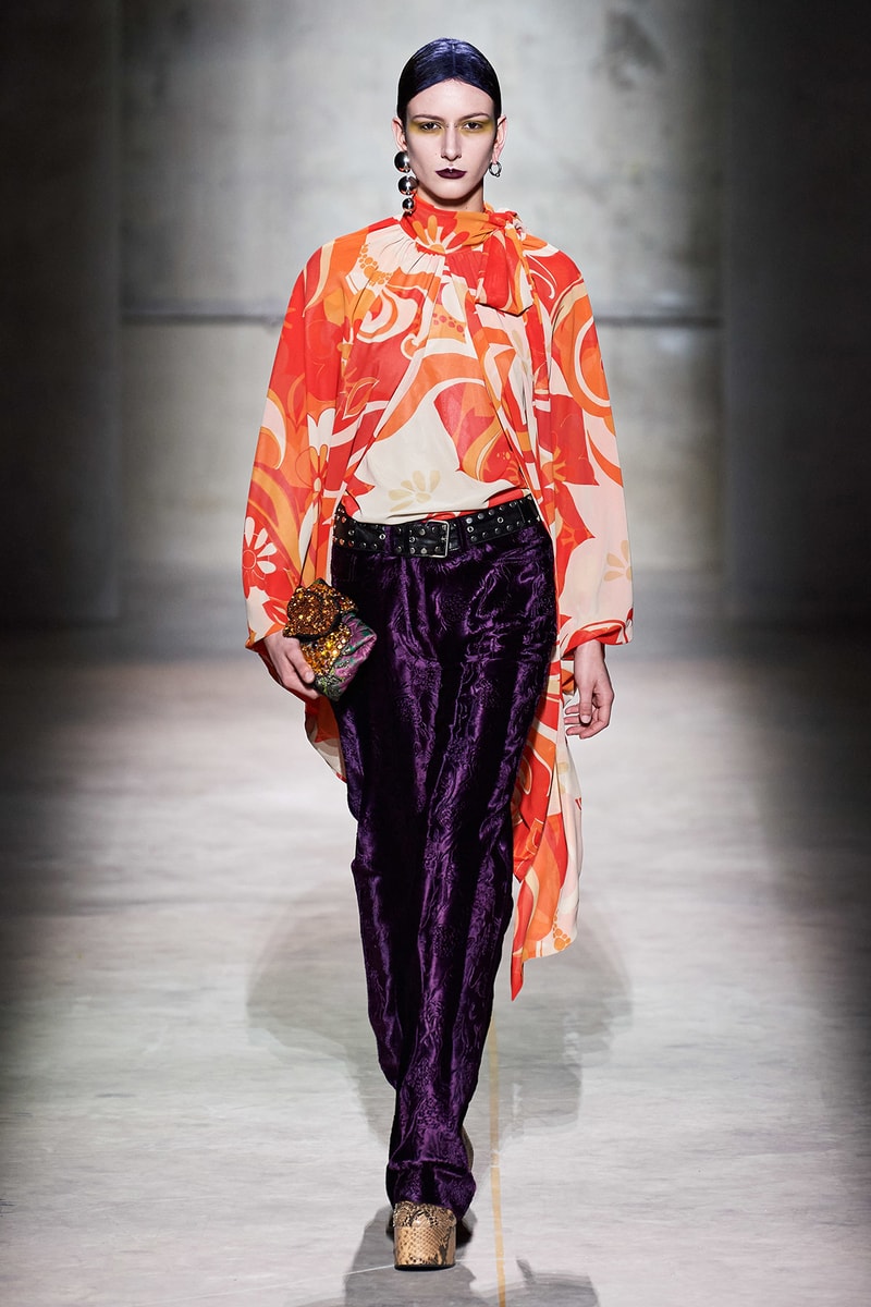 Dries Van Noten Fall/Winter 2020 Collection Runway Show Floral Top Orange