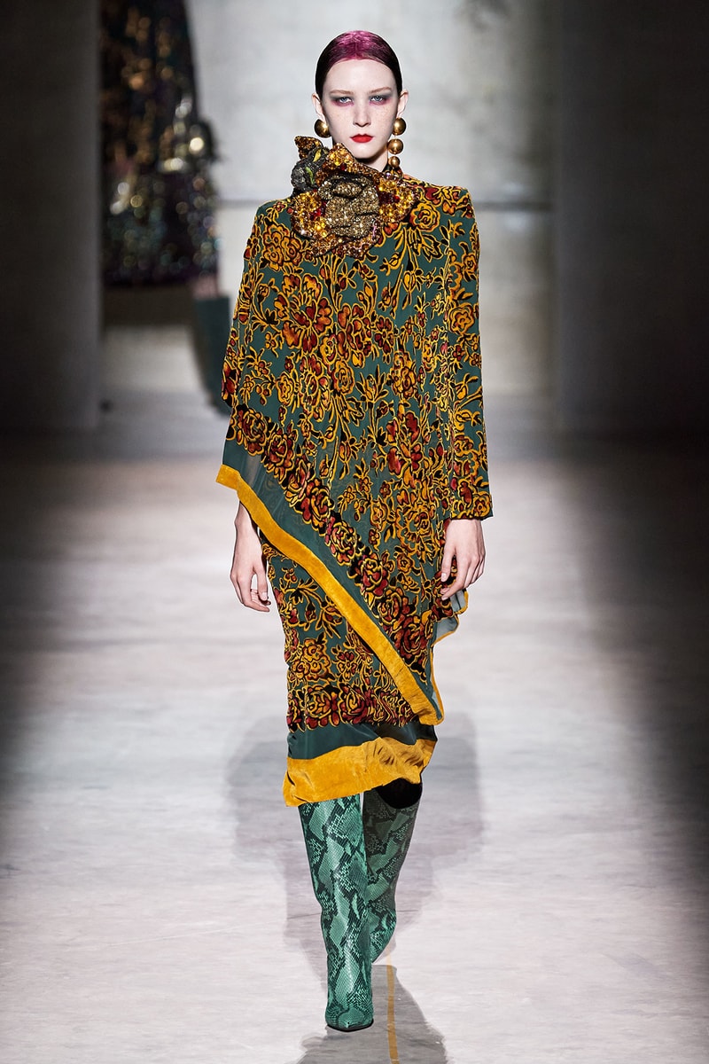 Dries Van Noten Fall/Winter 2020 Collection Runway Show Velvet Cape Orange