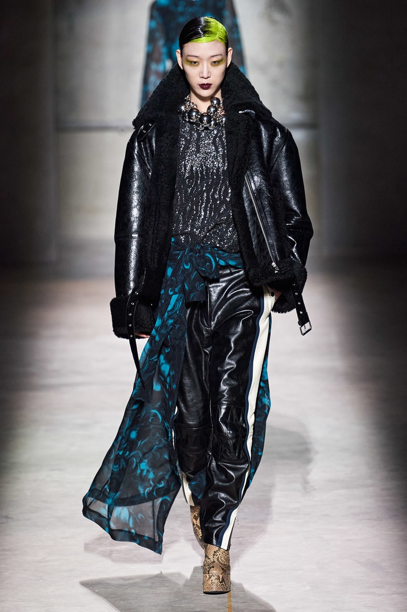 Dries Van Noten Fall/Winter 2020 Collection Runway Show Moto Jacket Shearling Black