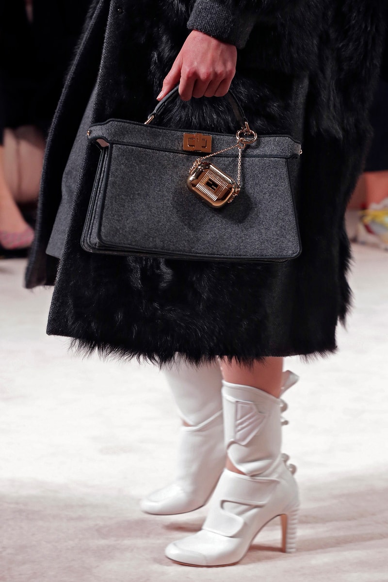 Fendi Fall/Winter 2020 Collection Bags Accessories Top Handle Wool Grey Airpods Case