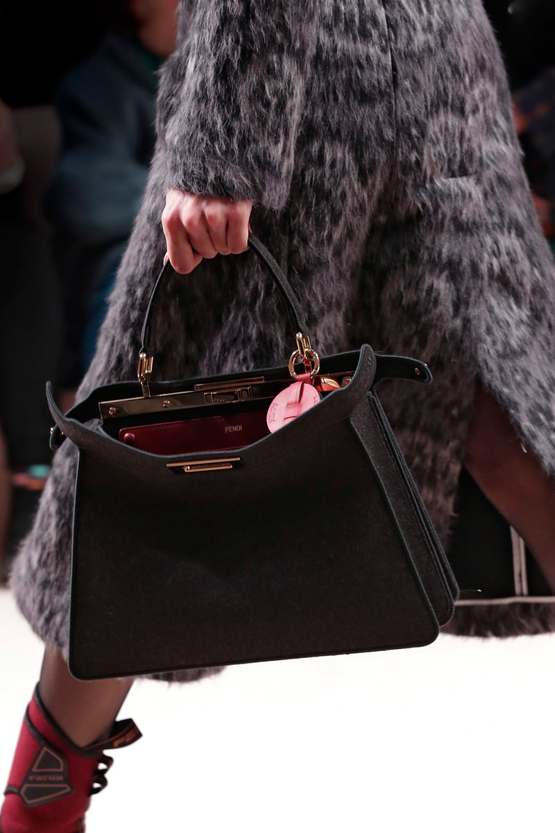 Fendi Fall/Winter 2020 Collection Bags Accessories Peekaboo Wool Grey
